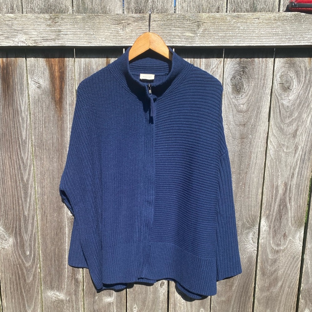 Poetry Blue organic wool/cotton cardigan size 18